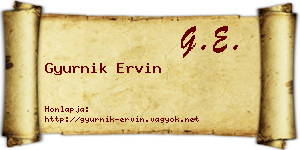 Gyurnik Ervin névjegykártya